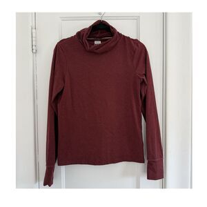 prAna Cowl Neck Pullover Top Women's Burgundy Size M Camping Hiking